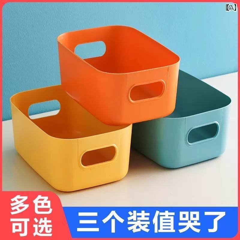 キッチン デスク トップ 雑貨 引き出し バスケット ボックス オーガナイザー プラスチック 化粧 品 長方形 収納 カラフル 小物入れ