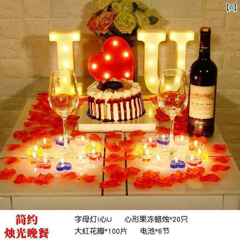 ロマンチック サプライズ キャンドル ライト ディナー 小道具 誕生日 装飾 シーン 告白 プロポーズ おしゃれ レイアウト 屋内 バレンタイン デー
