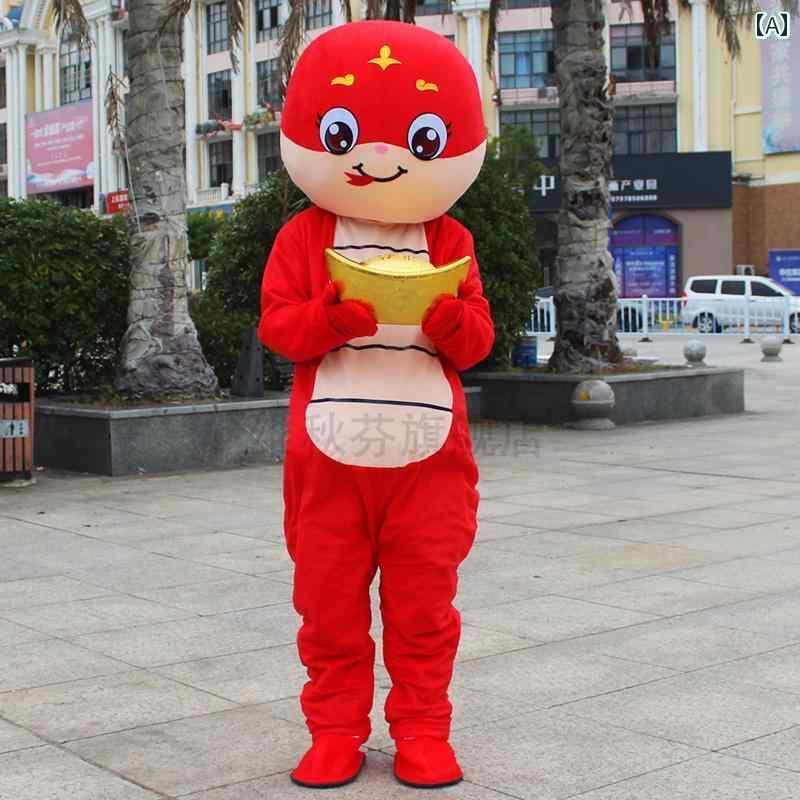 ドラゴン 年 マスコット パーティー パフォーマンス 衣装 ヘビ 干支 人形 ウォーキング アクティビティ 小道具 服 コスプレ
