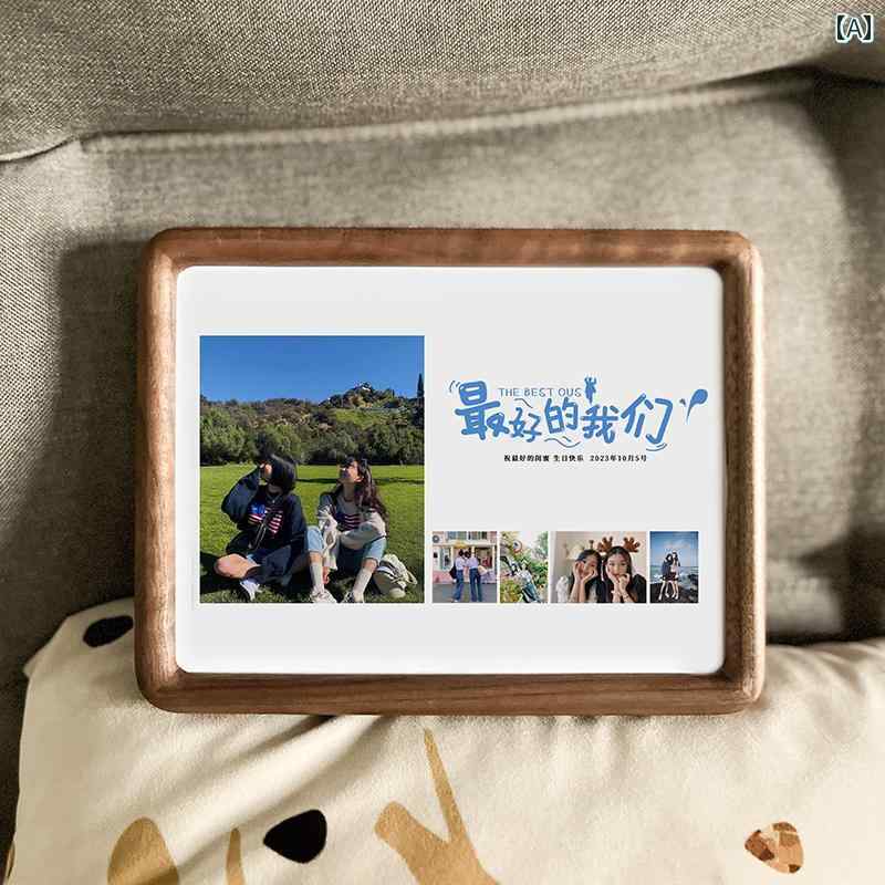 シンプル おしゃれ テーマ カップル 写真 子供 成長 結婚 記念日 ギフト 無垢材 フォトフレーム テーブル インテリア リビング