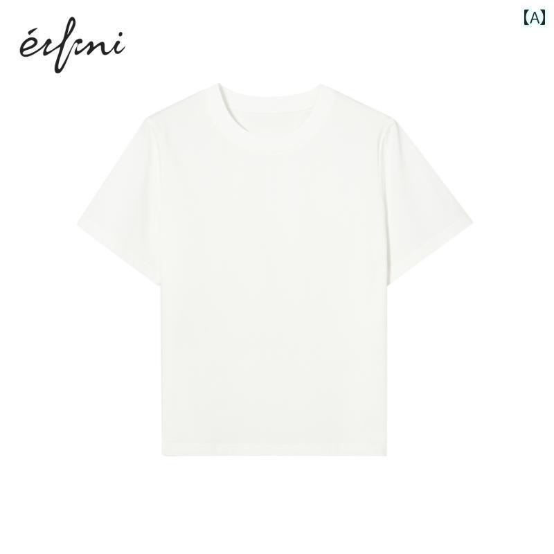 豪華 生地 涼しい 夏 半袖 Tシャツ レディース 無地 シンプル カットソー ラウンドネック カジュアル ポリエステル ホワイト