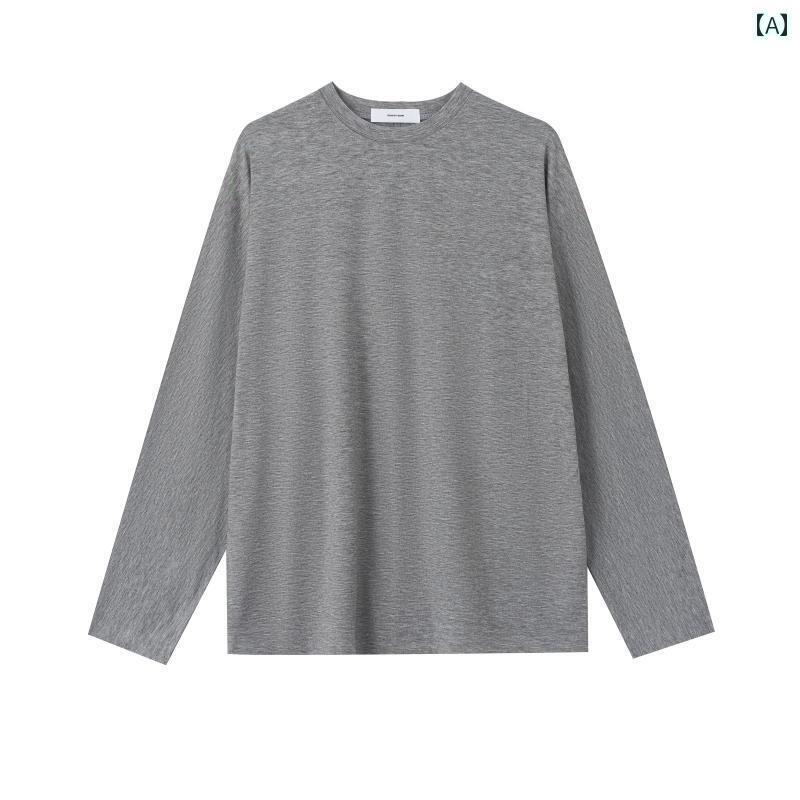 デザイナー レディース 服 シンプル ワイド スリーブ ルーズ ラウンドネック ドレープ ロングスリーブ Tシャツ 無地 カジュアル