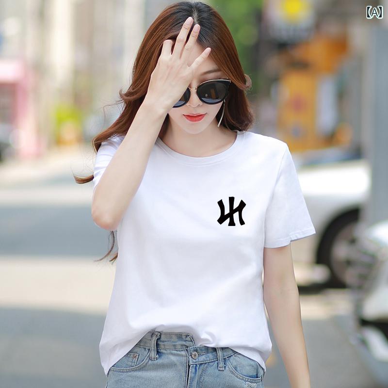 ホワイト 半袖 Tシャツ 女性 ニッチ ルーズ 2025 夏 ラウンドネック トップス ワンポイント カジュアル シンプル ｜LINEAR shop 10,151円