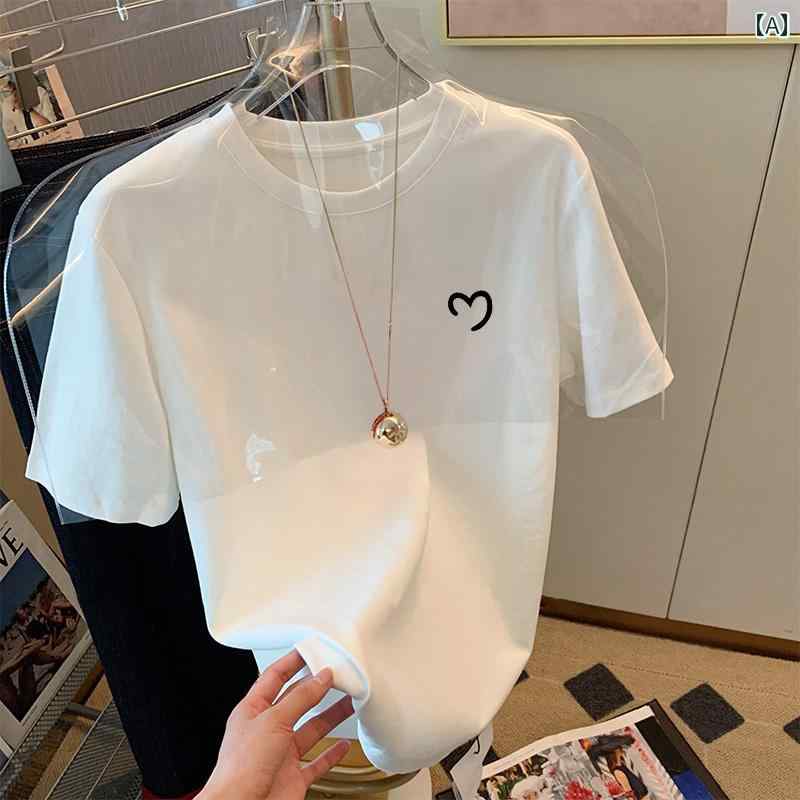 女性用 起毛 コットン 半袖 Tシャツ 多用途 厚手 白 ボトム トップ 春夏 秋冬 最適 ワンポイント カジュアル カットソー
