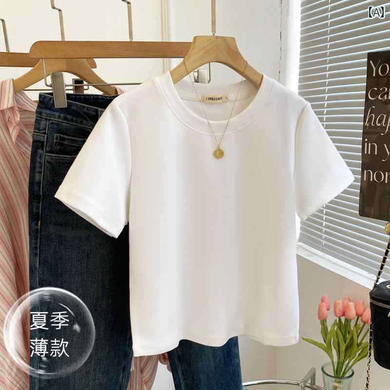 韓国 無地 ショート サンド Tシャツ レディース 秋冬 厚手 ゆったり ピンク 半袖 トップス ボトムス シンプル カジュアル
