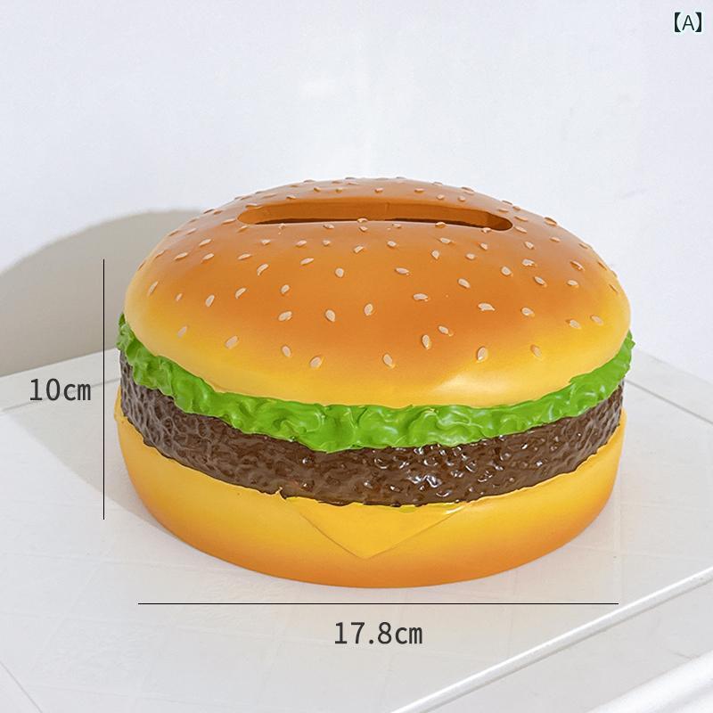 ティッシュ ボックス かわいい おしゃれ ペーパー 家庭用 リビング ルーム デスク トップ 収納 面白 シミュレーション ハンバーガー 装飾 オーナメント