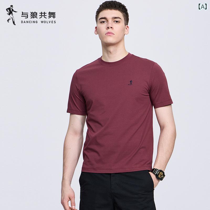 ダンス ウィズ ウルブズ 半袖 Tシャツ メンズ 2025 夏 丸 首 インナーウェア 無地 トップス カジュアル コーディネート