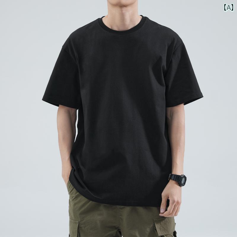 日本製 厚手 半袖 tシャツ メンズ 綿 丸 首 ゆったり 無地 白 底 入れ 夏 シンプル カットソー カジュアル