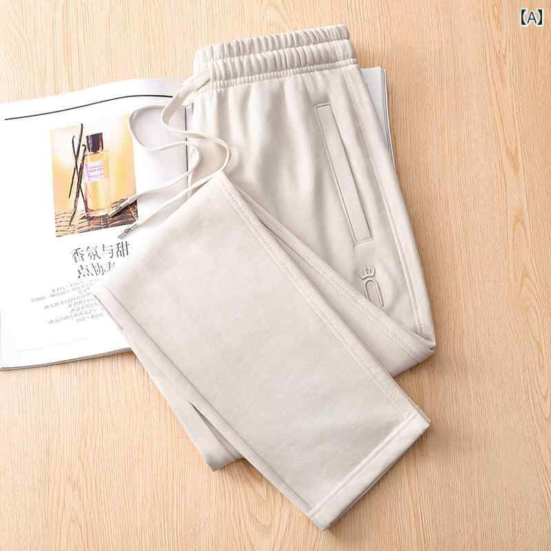 アプリコット 綿 スポーツ パンツ レディース 春秋冬 ベルベット ストレート ジッパー ルーズ スリム カジュアル コットン スウェットパンツ｜LINEAR shop