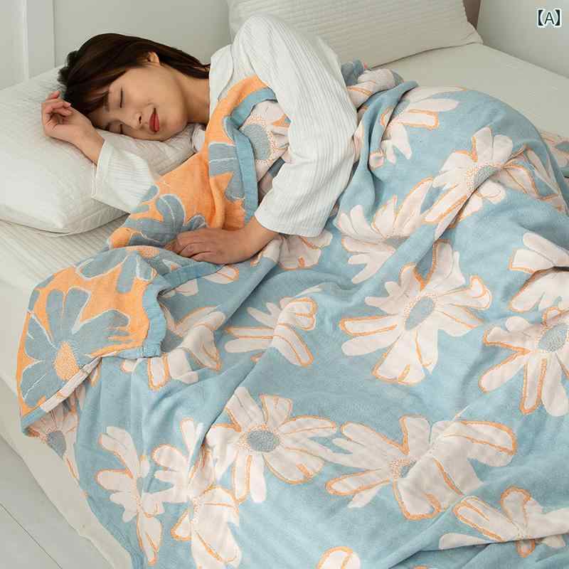 A級 綿 6 層 ガーゼ タオルケット 夏 シングル エアコン 毛布 子供用 お昼寝 薄 掛け布団 ベッドルーム インテリア コットン|LINEAR shop