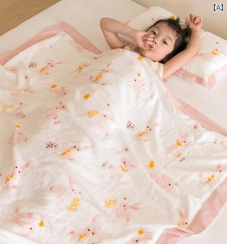 幼稚園 竹 綿 タオル ブランケット 4層 ガーゼ ベビーブランケット 夏 子供用 エアコン対策 薄手 かわいい 女の子 男の子 タオルケット｜LINEAR shop