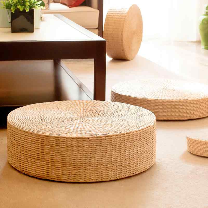 茶道用 わら 畳 マット 瞑想用 仏壇 厚手 座布団 籐 編み ガマ 布団 ラタン おしゃれ インテリア リビング ダイニング 北欧風