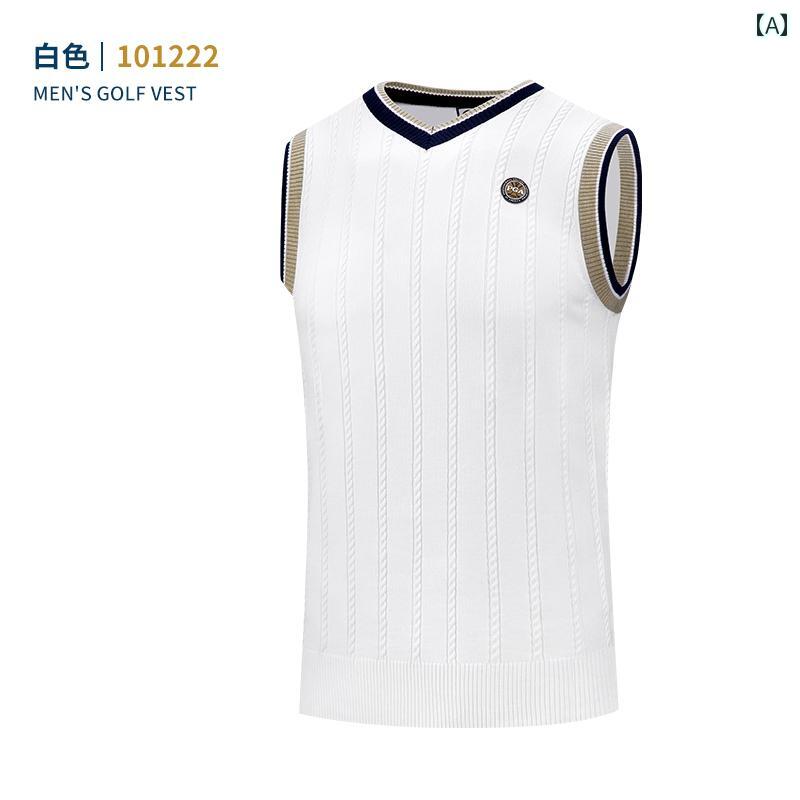アメリカ PGA ゴルフ ベスト メンズ 春 暖かい セーター ウール 衣類 紳士 服 ホワイト ブラック ネイビーブルー M～XXL