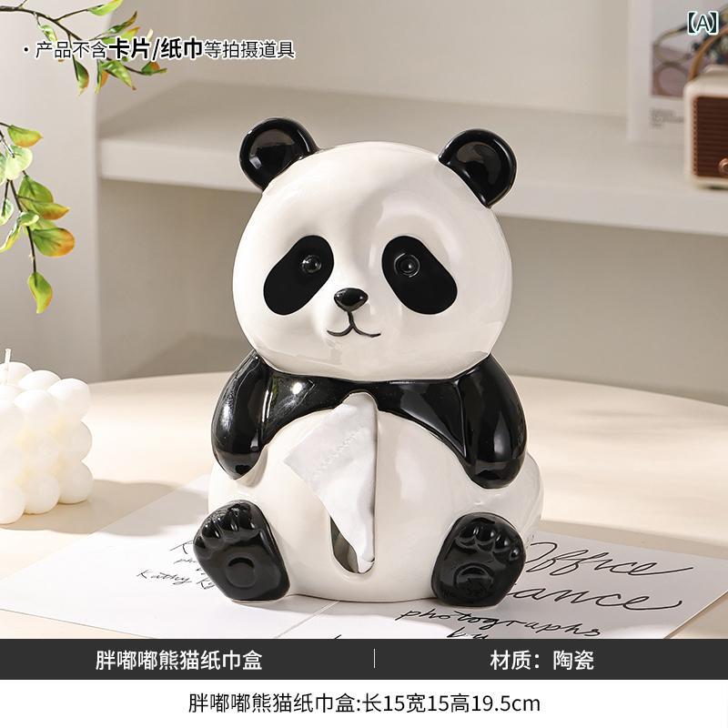 パンダ ティッシュ ボックス リビング ルーム 紙 箱 セラミック ホームデコレーション かわいい おしゃれ ナプキン インテリア