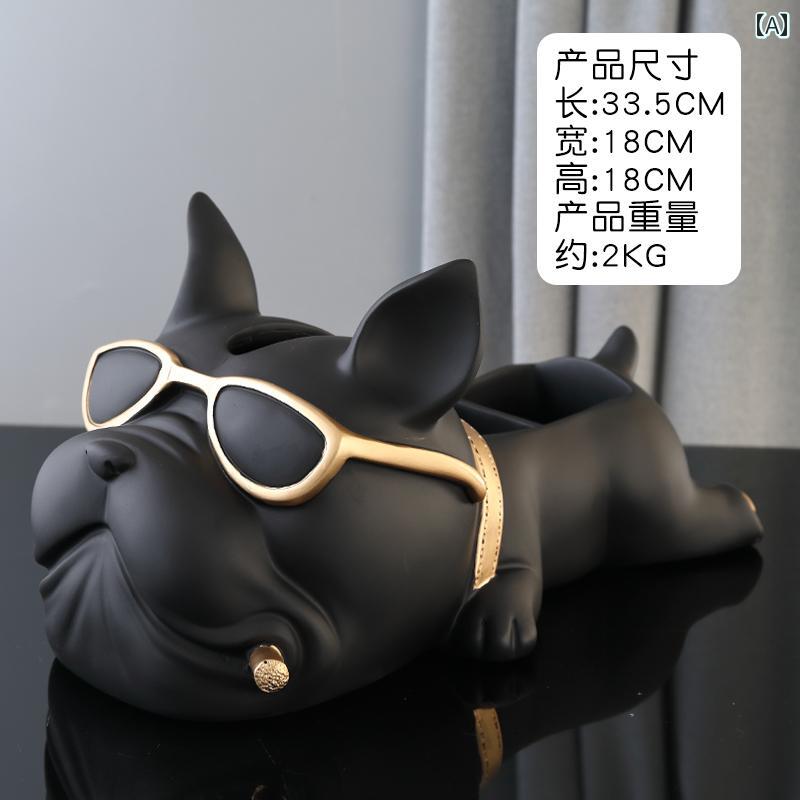 おしゃれ フレンチブルドッグ ティッシュ ボックス ライト ラグジュアリー 装飾 リモコン 多機能 収納 リビング ルーム コーヒー テーブル ペーパー