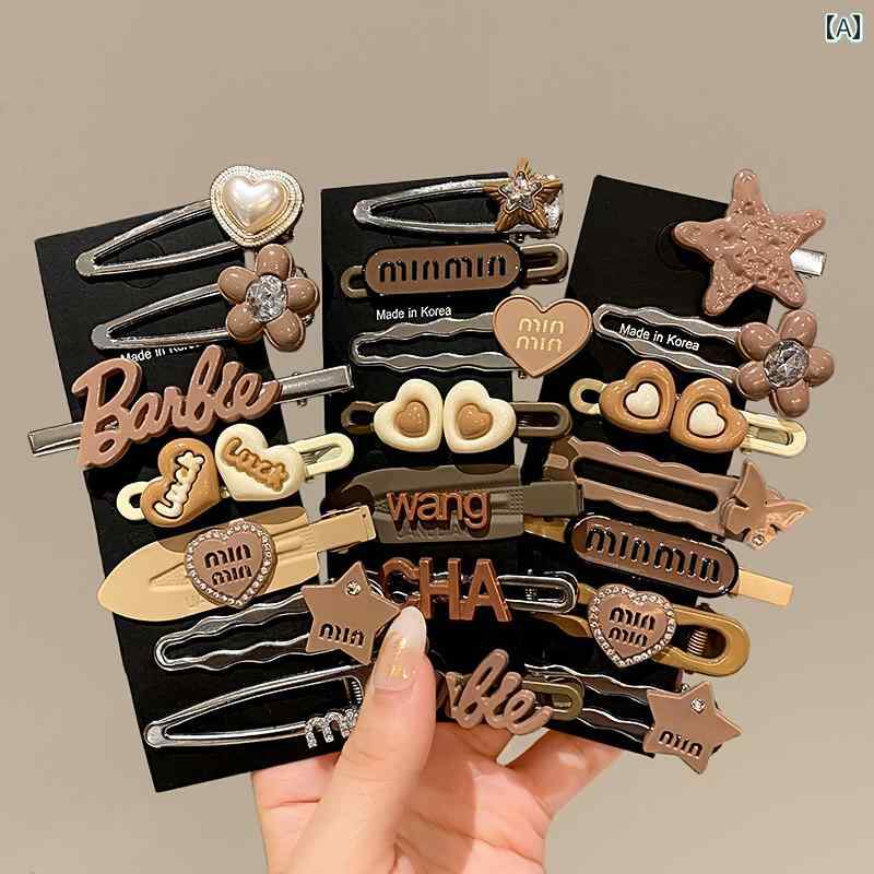 スター ヘアピン 女性用 サイド バング クリップ かわいい ダックビル 壊れた BB 秋冬用 ヘッド ドレス アップスタイル おしゃれ エレガント アレンジ
