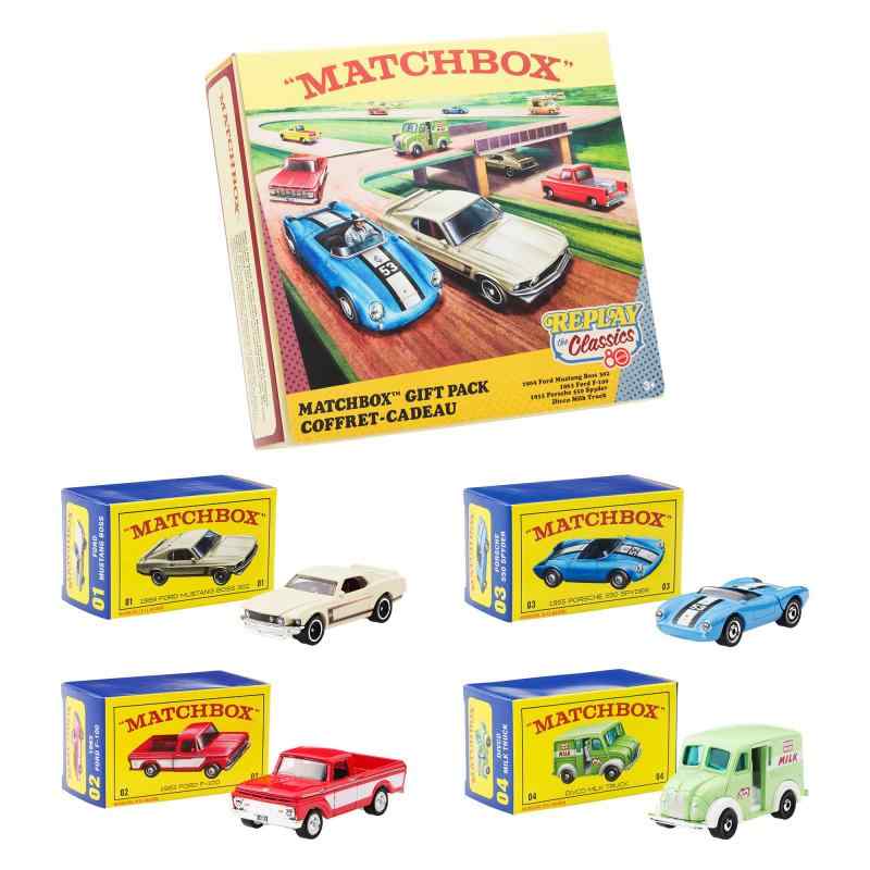 【中古】マッチボックス(Matchbox) マテル80周年 4パック 乗り物おもちゃ ミニカー 4台入り 3歳から マルチ JHB37