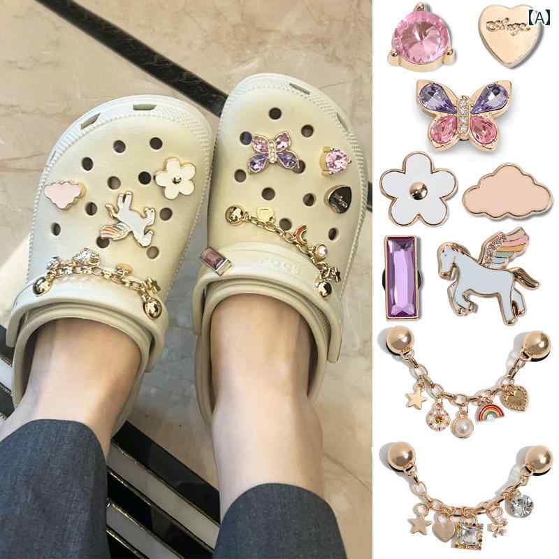 クロックス 穴 靴 アクセサリー 骨 白 花 バックル DIY 豪華 装飾 カジュアル かわいい フラワー おしゃれ