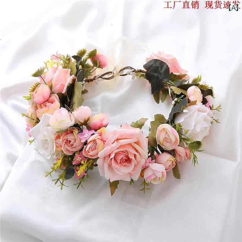 バラの 花輪の ヘッド ドレス 子供用 の 撮影 結婚式 パフォーマンス 本物の リアルな大きな フラワー女性用.可愛い