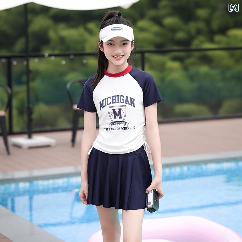 ちびっ子用 お嬢さん 海水着 2025新 表現スタイル ・ 成年者の ・ お嬢さん 中学生用 胸パッド 付き添い人 スコート 透き間 保護すること的.好いたらしい