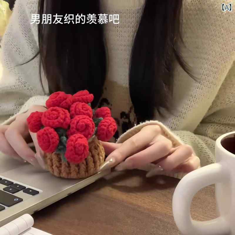 花束 コースター 完成 ウール 編み おしゃれ 断熱 パッド ギフト プレゼント インテリア キッチン かわいい ローズ エレガント
