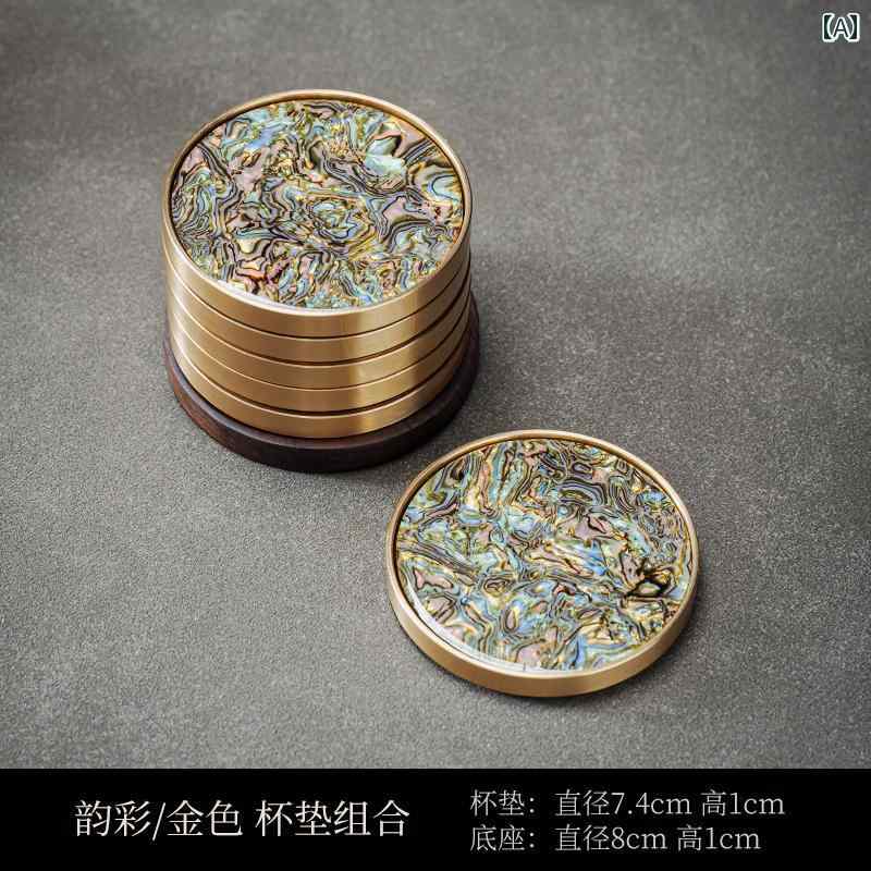 螺鈿 捏ち上げる 金管楽器製 御茶 コースター 茶道 カンフー 御茶御盆 ティーセット 付属品 断熱 パッド 教科課程 タート 底 御盆