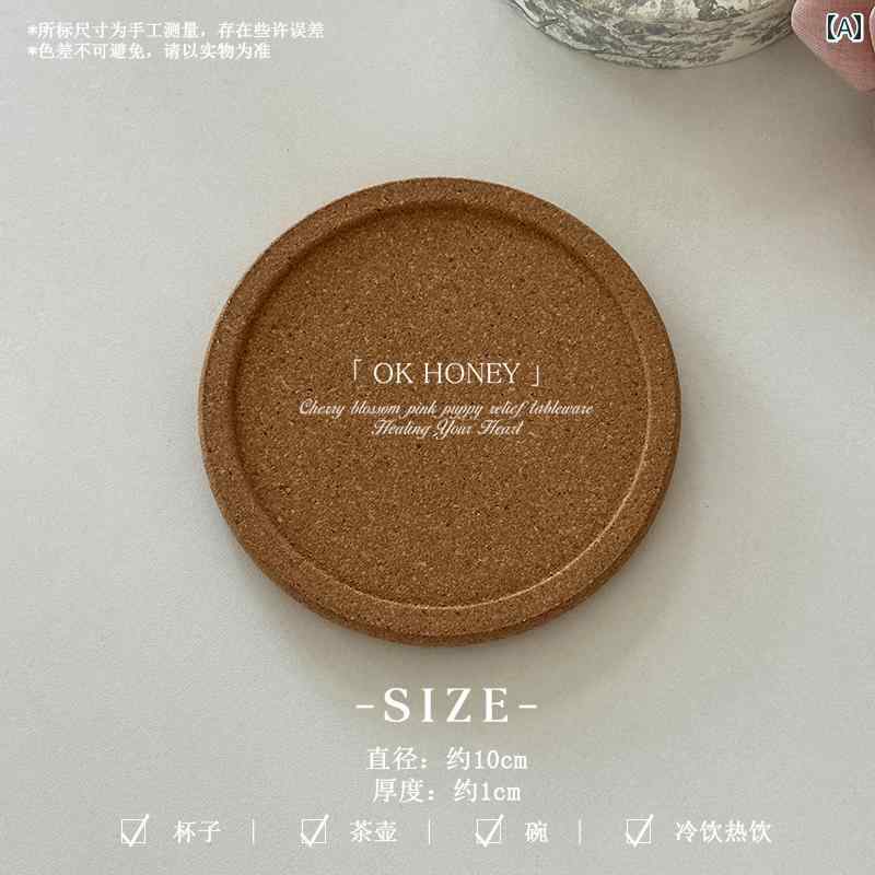 シンプル コルク 断熱 コースター やけど防止 防音 パッド レトロ 丸型小 ティー 家庭用 滑り止め 高温 耐性 インテリア キッチン