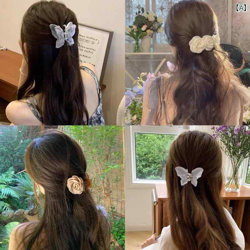 ヘアクリップ ヘアアクセサリー フラワー ローズ 薔薇 バラ ヘアセット 蝶々 バタフライ おしゃれ パーティー 豪華 セット