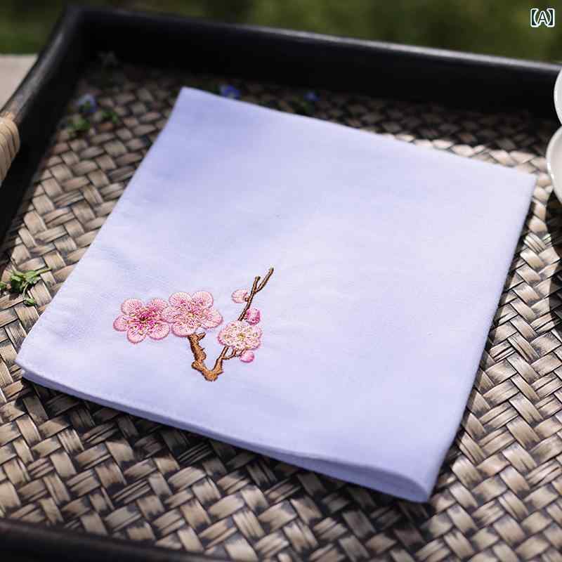 刺繍が 施 綿 ハンカチ 男女兼用 汗 拭く の 四角い タオル 人 誕生日 プレゼントに.ワンポイント.カラフルカラー