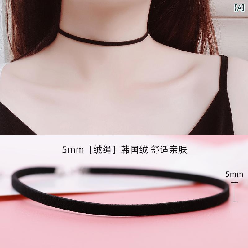 韓国 チョーカー ネックレス 女性用 鎖骨 チェーン 925 スターリングシルバー 首輪 シンプル ネック ジュエリー ショート バンドの|LINEAR shop