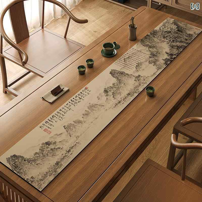 千里 河山卓旗 マット 新 中国 禅 珪藻土 吸水性 テーブル クロス トリップ インテリア モダン おしゃれ リビング ダイニング
