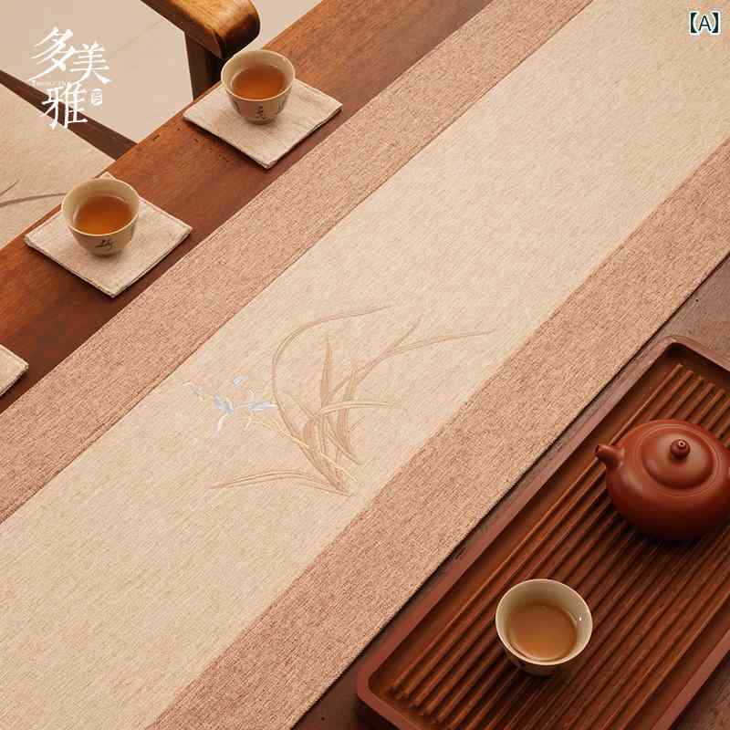 チャイナ風 防水 刺繍 テーブル フラグ 禅 茶 マット ライト 豪華 ティーテーブル 生地 クロス ロング ティータオル 旗 インテリア｜LINEAR shop