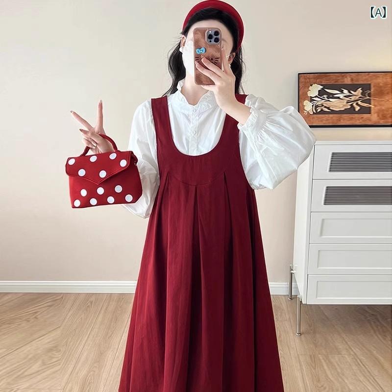 妊婦 御召しもの 2025 春 格好のいい ゆったり 体型取りまかなう 赤 ズボン吊り スコート 背広 歳月 2点仕かける 可愛らしい 心地よい