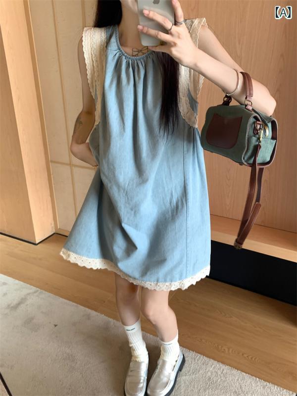マタニティ 服 2025 夏 フレンチ レトロ スピード競技 スプライシング ジーンズ限りない マタニティドレス 小っちゃい 大きさ 可愛らしい 心地よい