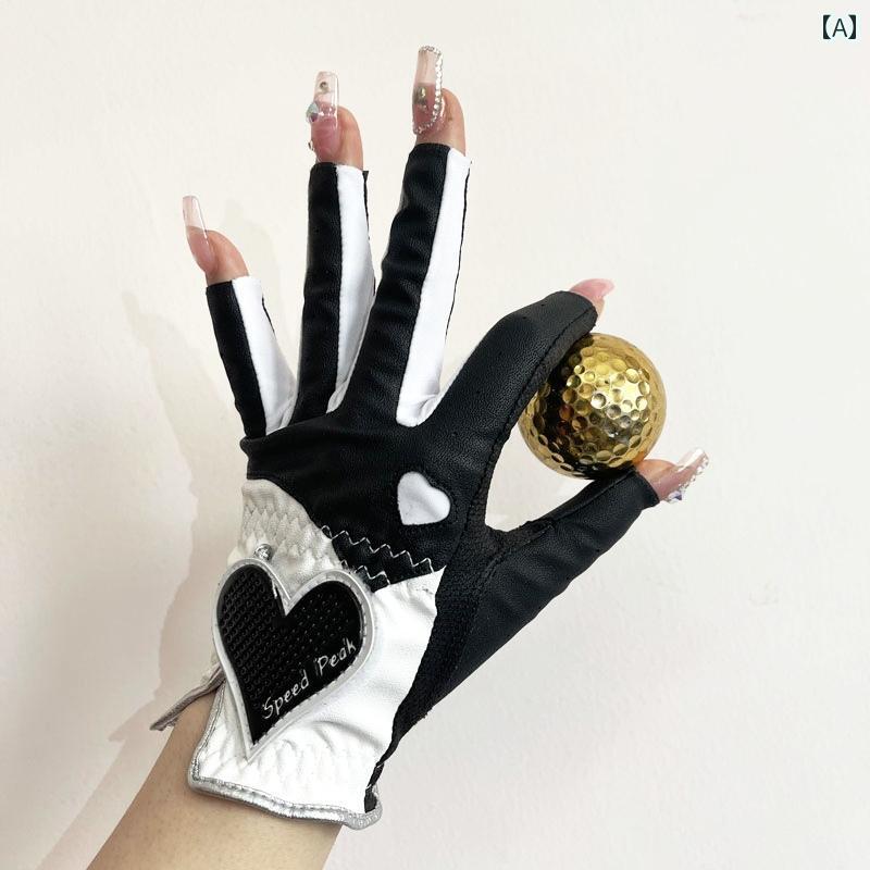 指抜き 女性用 ゴルフ グローブ 夏 日よけ 滑り止め 耐摩耗性 スポーツ マジック キャディ 薄手 通気性 韓国製 透け感 ホワイトブラック グレーレッド 4,936円