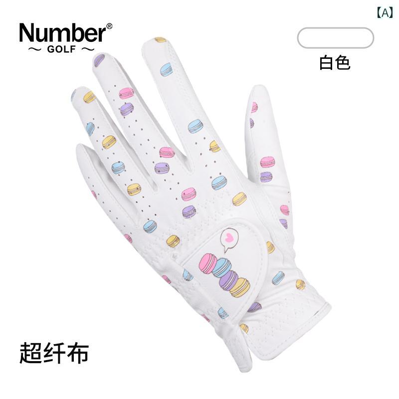 ナンバー ゴルフ グローブ レディース 日焼け防止 夏 通気性 薄手 滑り止め 手袋 キャディ ダブル ホワイト ブラック ブルー ピンク レッド