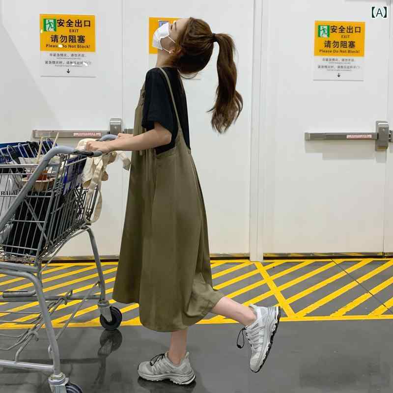 夏 御上さん用 フェイクツーピース 重ね着風 御召しもの ゆったり 途轍も無い大きさ 妊婦用 体型取りまかなう 細押し出し 並み並み丈 厚地の外套櫂 スコート