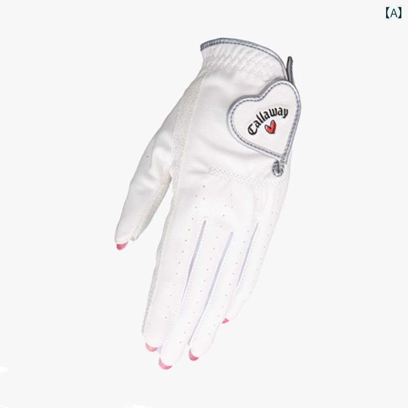 キャロウェイ ゴルフ グローブ レディース 夏用 ネイル デュアル フィンガーレス 両手用 ホワイト ピンク ブラック サイズ M L