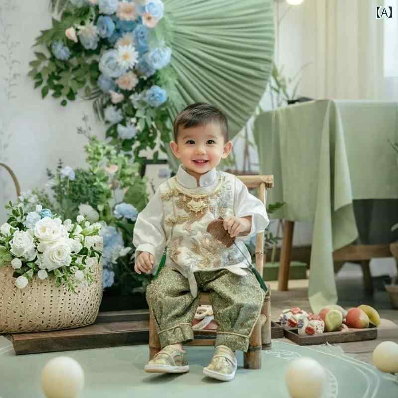 1歳 男の子 ベビー ドレス 夏 誕生日 百日 服 グリーン スーツ 写真撮影 記念日 衣装 赤ちゃん かわいい ボーイ セット