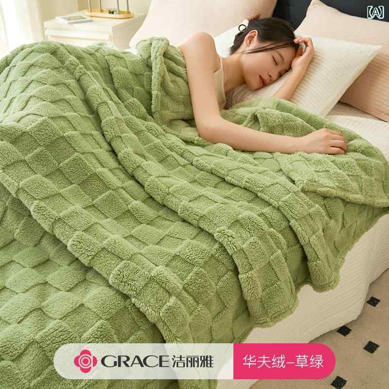 Jieliya 厚手 冬用 ブランケット ワッフル ベルベット ベッド シーツ オフィス 昼寝 ソファ ブランケット ワッフル ベルベット