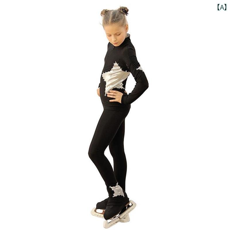 高弾性 女の子 トレーニング 服 スケート フィギュア パンツ 通気性 子供 フリース パフォーマンス セット カジュアル エレガント