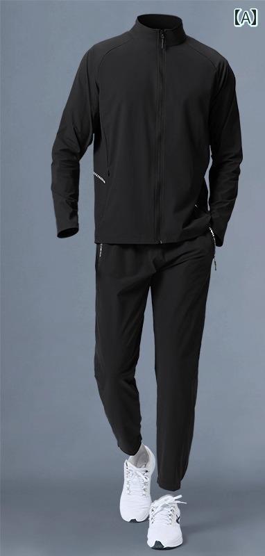 スポーツ スーツ メンズ 夏 速乾性 服 アウトドア ランニング トレーニング フィットネス セットアップ アウター ジム スポーティー