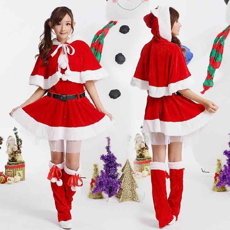 クリスマス 衣装 レディース ハロウィン パーティー 制服 サンタクロース コスチューム DS 舞台 演出服 ショール 膝丈ワンピース モーダル ナイロン 綿 18-24歳