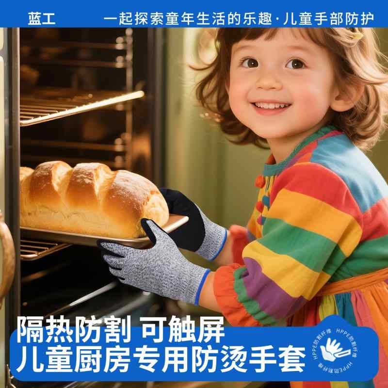 子供用 やけど 防止 手袋 キッチン 食器 断熱 電子 レンジな 厚手 高温 耐性 5本指 柔軟 カジュアル ミトン ホームアクセサリー