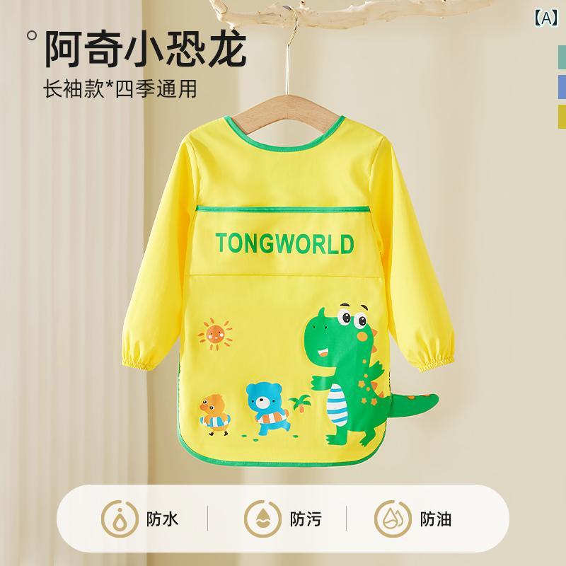 子供用 絵画 スモック 汚れ 防止 防水 エプロン 幼稚園 美術 防護 服 赤ちゃん 食事用 キッズ カジュアル ダイニング ポリエステル