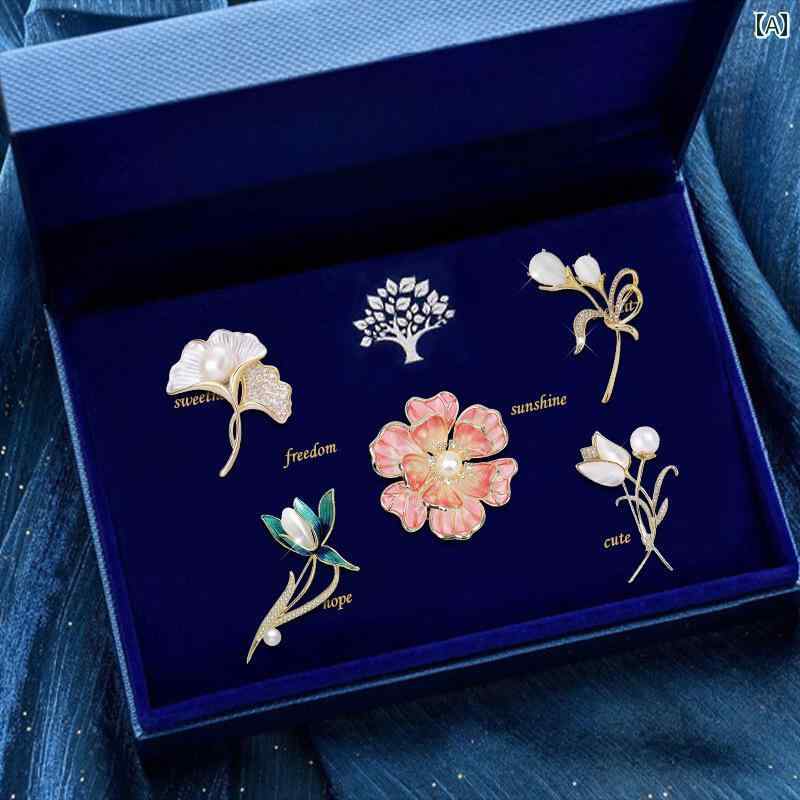 豪華 1週間 ブローチ セット ニッチ ピン スーツ ギフトセット ビジュー パール 華やか ストーン フラワー 花 モチーフ