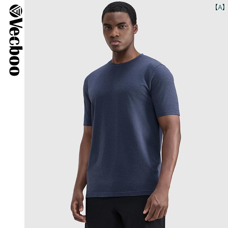 ウェッ カー バー シームレス ジャカード メンズ スポーツ 半袖 Tシャツ 速乾 フィットネス バスケットボール ランニング トレーニング トップ