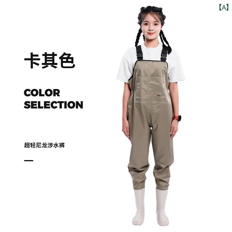 女性用 ウェーディング パンツ 海 釣り 用具 大人用 下半身 スーツ レインブーツ 付き 全身 防水 レインパンツ ワンピース