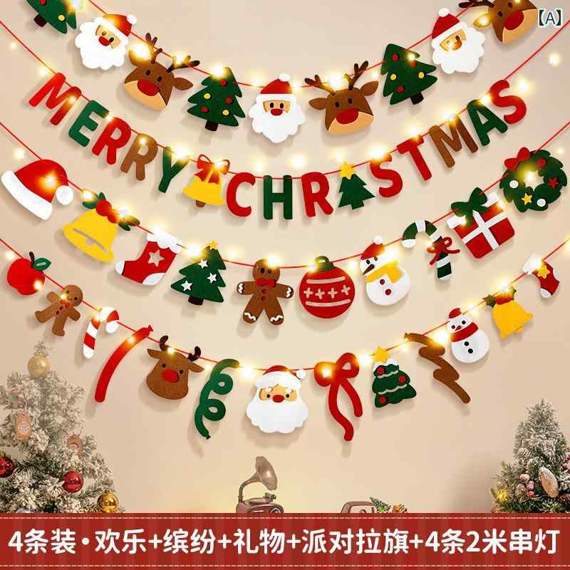 クリスマス 懸垂 旗 装飾 シーン レイアウト ペンダント 吊り ツリー 写真 小道具.可愛いカラフルカラー.オシャレ