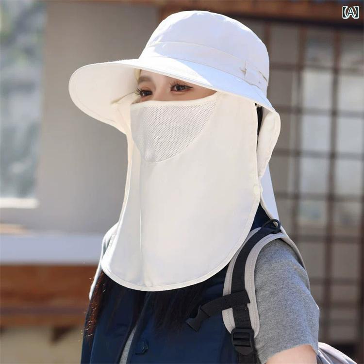 2025年 夏 ゴルフ 帽子 サンハット フェイスマスク 女性用 日焼け止め ベージュ ブラック カーキ グレー ネイビーブルー ピンク 5,238円